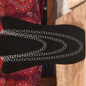 Set Of Three Italy 925 Silver Dainty Round Link Necklaces 18, 24, 30 Inches